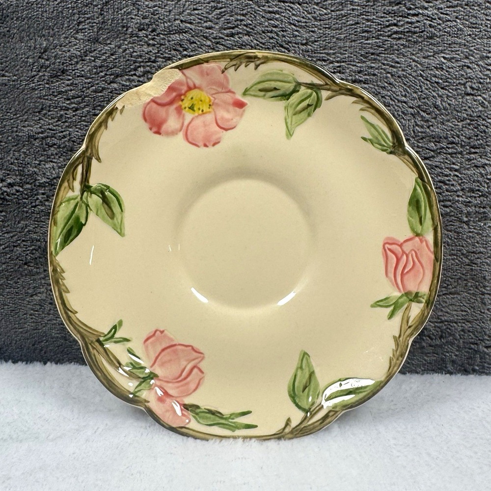 Franciscan Desert Rose Floral Ceramic Saucer 6 in Round Made in California USA